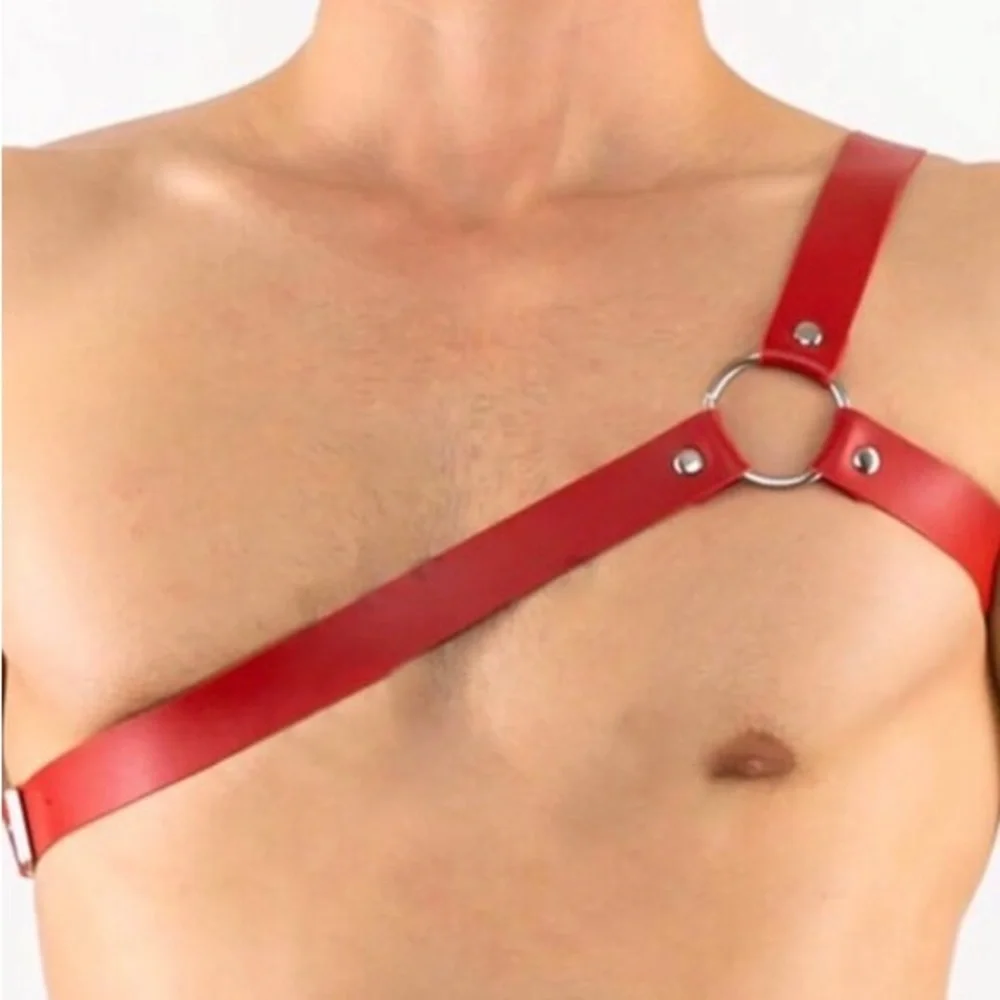 Y-Harness Fetish Mens Leather Harness, Adjustable Body Chest Harness - Picture 5 of 7